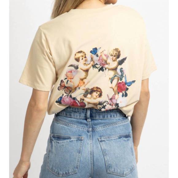 NEW BAILEY ROSE heavenly graphic tshirt in tan - Picture 3 of 3
